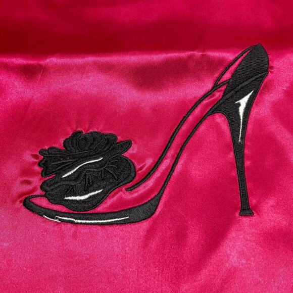 Hot Pink Storage Dust Bag 12"x14" Embroidered Stilleto Heels Drawstring Closure - Picture 2 of 6
